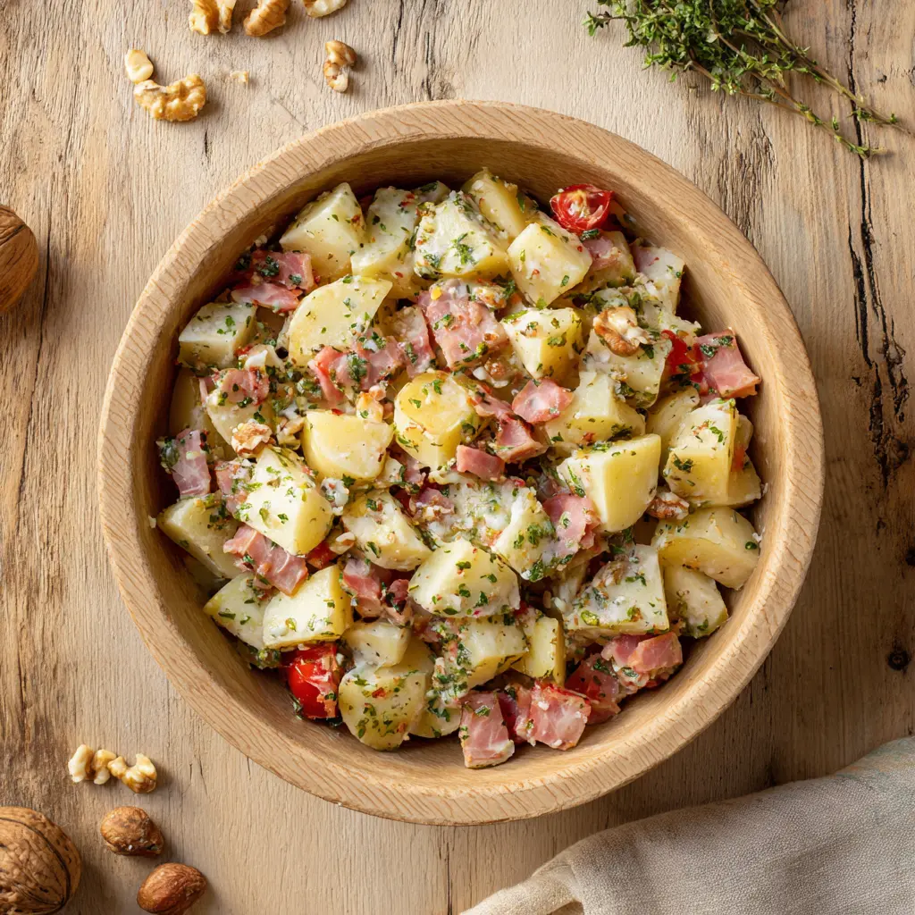 [4390] Fraich'Bol Auvergnat (pommes de terre, fromage, tomates, jambon de pays), vinaigrette échalote