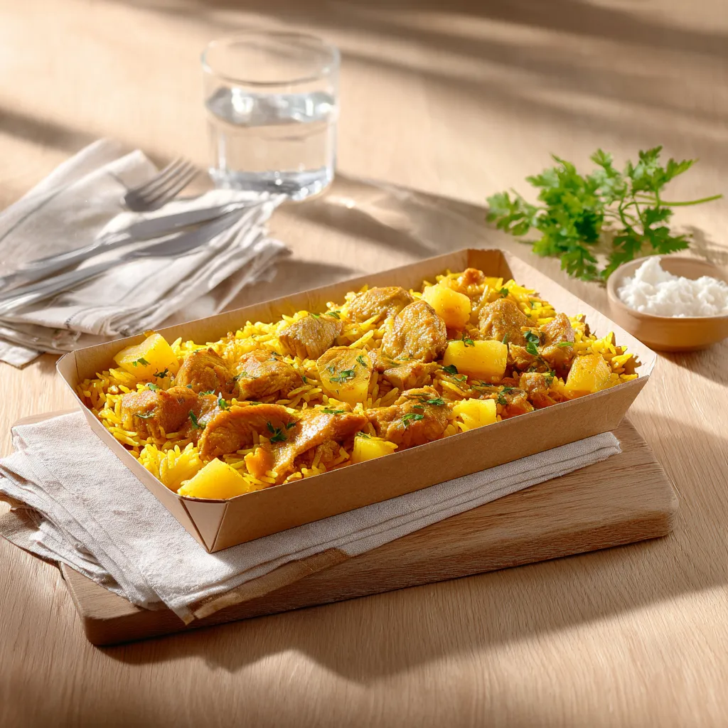 [2117] Sauté de dinde à l'ananas et curry, riz madras