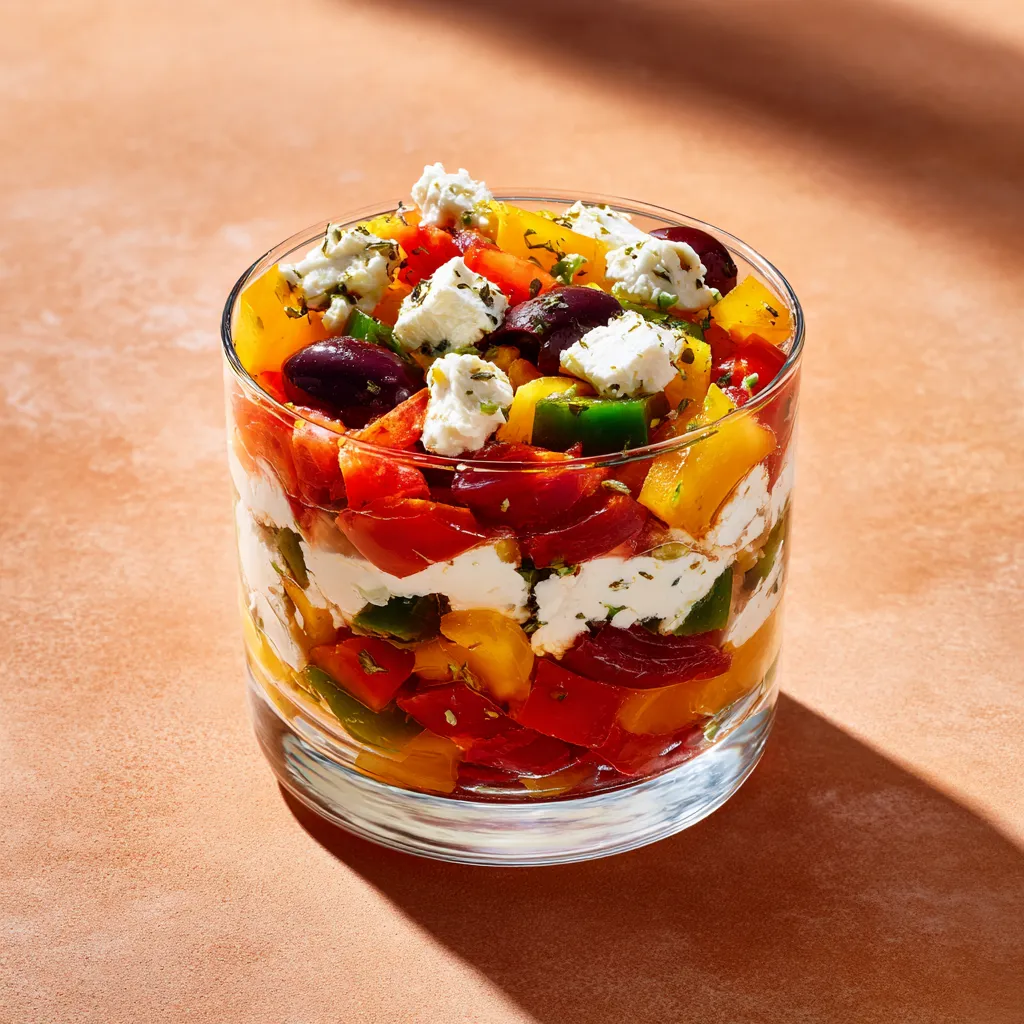 [3716] Verrine Grecque (tomates, poivrons, féta et olives)